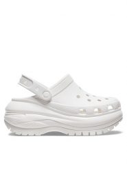 Crocs Klapki Classic Mega Crush Clog 207988 Biały. Białe klapki damskie Crocs, bez wzorów, z tworzywa sztucznego, bez obcasa. Za 259.99 zł.
