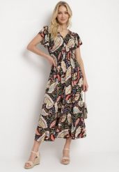 Czarna Bawełniana Sukienka Boho z Gumką w Talii i Wzorem Paisley Sirrelia. Czarne sukienki damskie Born2be, l, bez wzorów, z bawełny, boho, bez kołnierzyka, bez ramiączek, maxi. W wyprzedaży za 43.99 zł.