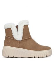 Rieker Botki N2560-24 Brązowy. Brązowe botki damskie Rieker, z materiału, bez obcasa, na płaskiej podeszwie, bez zapięcia. Za 287.99 zł.