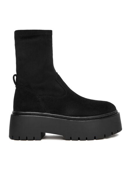 DeeZee Botki CEO-HY13123-48 Czarny. Czarne botki damskie DeeZee, z materiału, bez obcasa, na płaskiej podeszwie, bez zapięcia. Za 179.99 zł.