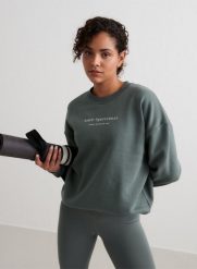 Damska bluza dresowa czesana, luźny krój Serif szałwiowa zieleń. Zielone bluzy bez kaptura damskie Aim'n, m, z bawełny. Za 339.00 zł.