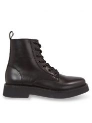 Tommy Jeans Trzewiki Tjw Lace Up Flat Boot EN0EN02310 Czarny. Czarne botki damskie Tommy Jeans, z jeansu, bez obcasa, na płaskiej podeszwie, bez zapięcia. Za 639.99 zł.
