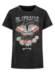 Sublevel Koszulka w kolorze antracytowym rozmiar: S. Czarne bluzki damskie Sublevel, s, bez wzorów, bez kołnierzyka, bez ramiączek. Za 43.99 zł.