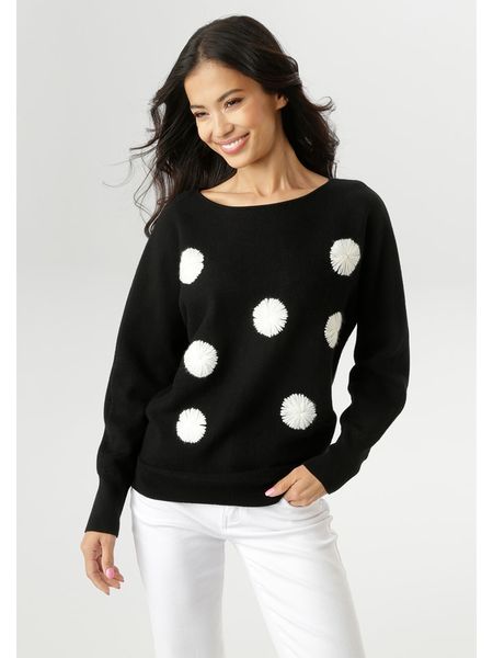 Aniston Sweter w kolorze czarnym rozmiar: 40. Czarne swetry klasyczne damskie Aniston, bez kołnierzyka. Za 66.31 zł.