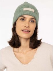 Zwillingsherz Czapka "Uni Patch" w kolorze zielonym rozmiar: onesize. Zielone czapki zimowe damskie Zwillingsherz, z materiału. Za 149.66 zł.