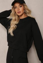 Czarna Oversize Bluza z Bawełny o Krótkim Fasonie Sibolla. Czarne bluzy bez kaptura damskie Renee, l, z bawełny. Za 89.99 zł.