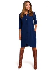 Stylove Sukienka w kolorze granatowym rozmiar: L. Niebieskie sukienki damskie Stylove, na co dzień, l, bez wzorów, bez kołnierzyka, bez ramiączek, midi, proste. Za 241.56 zł.