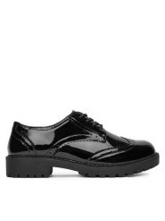 DeeZee Półbuty WS5601-06 Czarny. Czarne półbuty damskie DeeZee, bez wzorów, ze skóry, bez obcasa, na płaskiej podeszwie. Za 159.99 zł.