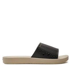 Klapki Ipanema. Czarne klapki damskie Ipanema, bez wzorów, bez obcasa. Za 69.99 zł.