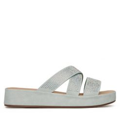 Klapki Clara Barson. Niebieskie klapki damskie Clara Barson, bez wzorów, bez obcasa. Za 71.99 zł.