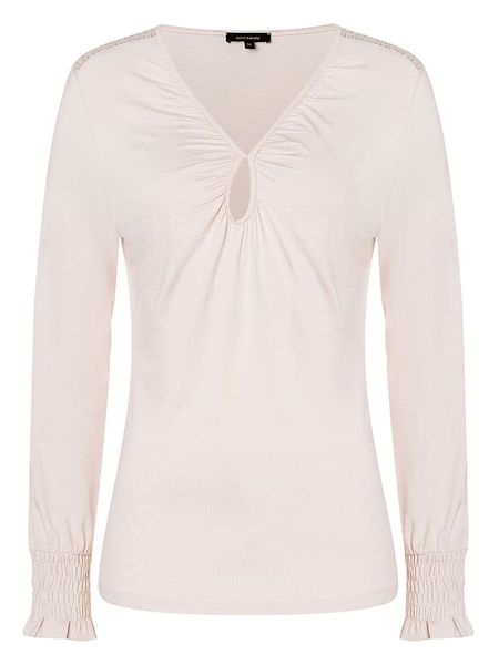 More & More Bluzka w kolorze kremowym rozmiar: 44. Brązowe bluzki damskie MORE & MORE, s, bez wzorów, z wiskozy, klasyczne, bez kołnierzyka, bez ramiączek. Za 69.58 zł.