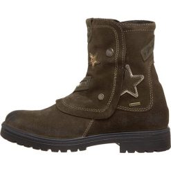 Skórzane botki w kolorze khaki. Brązowe botki dziewczęce Primigi, bez wzorów, z gore-texu, bez ramiączek. W wyprzedaży za 219.95 zł.