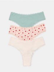 Bawełniane stringi z koronką 3 pack - wielobarwny. Stringi damskie Sinsay, l, bez wzorów, z bawełny. Za 22.99 zł.