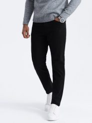 Męskie spodnie chino o dopasowanym kroju - czarne V1 OM-PACP-0151 - XXL. Czarne spodnie materiałowe męskie Ombre Clothing, bez wzorów, z bawełny. Za 179.99 zł.