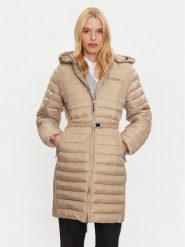 Calvin Klein Płaszcz zimowy K20K208011 Beżowy Slim Fit. Brązowe płaszcze damskie CALVIN KLEIN, na zimę, m, bez wzorów, z syntetyku. Za 839.99 zł.
