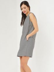 Sandro Ferrone Sukienka w kolorze czarno-białym rozmiar: 44. Białe sukienki damskie Sandro Ferrone, bez wzorów, klasyczne, bez kołnierzyka, bez ramiączek, mini. Za 127.05 zł.