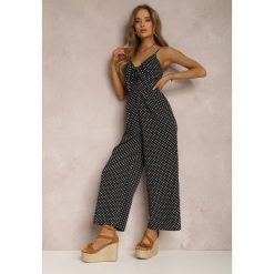 Czarny Kombinezon Phaedrelaia. Czarne kombinezony damskie Renee, l, z aplikacjami, z tkaniny, eleganckie, bez kołnierzyka, bez ramiączek, długie. Za 84.99 zł.