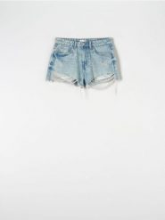 Szorty jeansowe - niebieski. Niebieskie szorty damskie Sinsay, bez wzorów, z bawełny. Za 69.99 zł.