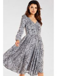 Awama Sukienka w kolorze biało-czarnym rozmiar: M. Białe sukienki damskie Awama, m, bez wzorów, z tkaniny, bez kołnierzyka, bez ramiączek, midi. Za 139.20 zł.