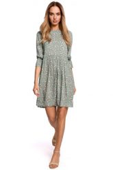Sukienka boho rozkloszowana mini z wiskozy w kwiaty zielona. Zielone sukienki damskie Sukienki.shop, do pracy, na jesień, s, bez wzorów, z wiskozy, biznesowe, bez kołnierzyka, bez ramiączek, mini, rozkloszowane. Za 179.00 zł.
