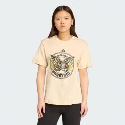 Koszulka adidas X FARM Graphic. Brązowe bluzki damskie Adidas, xs, bez wzorów, bez ramiączek. Za 149.00 zł.