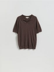 Koszulka polo z Lyocellu - brązowy. Brązowe koszulki polo męskie Reserved, l, bez wzorów, z dzianiny, bez ramiączek. Za 159.99 zł.