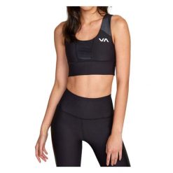 Biustonosz sportowy damski RVCA Matte Shine. Czarne biustonosze sportowe damskie RVCA, bez wzorów, z elastanu. Za 176.00 zł.