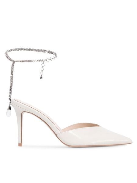 Eva Minge Szpilki Florencia-323-101-2 Biały. Białe szpilki Eva Minge, bez wzorów, z lakierowanej skóry, bez obcasa. Za 279.99 zł.