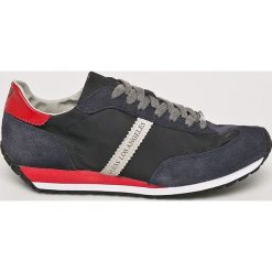 Guess Jeans - Buty. Niebieskie buty sportowe na co dzień męskie Guess Jeans, z jeansu, bez zapięcia. W wyprzedaży za 299.90 zł.
