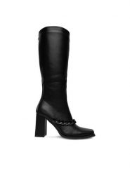 DeeZee Kozaki 7366 3-BLACK PU Czarny. Czarne kozaki damskie DeeZee, z materiału, bez obcasa, na słupku. Za 229.99 zł.