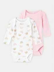 NAME IT Komplet 2 par body dziecięcych 13227023 Różowy. Czerwone body niemowlęce Name it, bez wzorów, z bawełny, bez ramiączek. Za 49.99 zł.