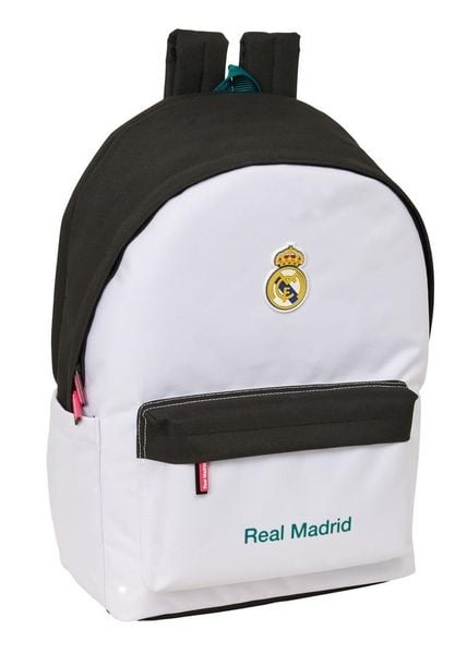 Real Madryt plecak sportowy z USB i z miejscem na laptopa double backpack. Czarne plecaki damskie Real Madrid, bez wzorów, z materiału, sportowe. Za 229.00 zł.