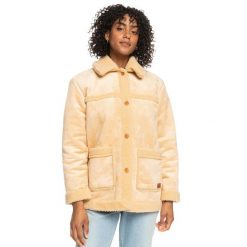 Kurtka zimowa damska Roxy Sherpa Aviator kożuch. Brązowe futra damskie Roxy, l, bez wzorów, z poliesteru, bez kaptura, narciarskie. Za 242.00 zł.