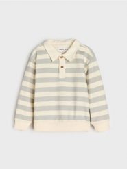Bluza w paski z kołnierzykiem - kremowy. Białe bluzy i bluzki niemowlęce Sinsay, bez wzorów, bez ramiączek, bez kaptura. Za 15.99 zł.
