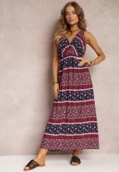 Granatowo-Różowa Sukienka z Wiskozy Maxi w Fantazyjny Print Cannida. Niebieskie sukienki damskie Renee, na lato, l, bez wzorów, z wiskozy, bez kołnierzyka, bez ramiączek, maxi. W wyprzedaży za 59.49 zł.