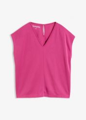 T-shirt z piki z wiskozy. Brązowe t-shirty damskie bonprix, bez wzorów, z wiskozy, bez kołnierzyka. Za 54.99 zł.