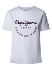 Pepe Jeans Koszulka "Rumer" w kolorze białym rozmiar: S. Białe bluzki damskie Pepe Jeans, s, bez wzorów, z bawełny, bez kołnierzyka, bez ramiączek. Za 100.99 zł.