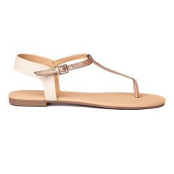 Sandały w kolorze nude/złotym Złoto. Żółte sandały damskie Trespass, z materiału, bez zapięcia. Za 210.99 zł.