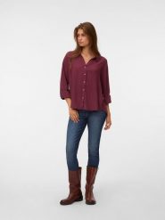 Vero Moda Koszula w kolorze bordowym rozmiar: L. Czerwone koszule damskie Vero Moda, l, bez wzorów, z wiskozy, bez kołnierzyka, bez ramiączek. Za 109.95 zł.