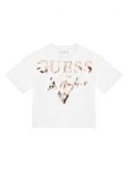 Guess T-Shirt J6GI27 K8HM4 Biały Relaxed Fit. Białe koszulki dziewczęce Guess, z aplikacjami, z bawełny, bez ramiączek. Za 84.99 zł.