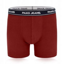 Bawełniane, Klasyczne Bokserki Męskie - Pako Jeans - Bordowe. Czerwone bokserki męskie Pako Jeans, bez wzorów, z bawełny. Za 33.00 zł.