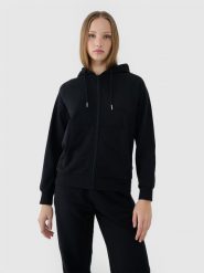 4F Bluza dresowa rozpinana z kapturem damska - czarna S. Czarne bluzy z kapturem damskie 4f, s, z bawełny. W wyprzedaży za 149.99 zł.