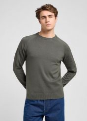 MESKI SWETER LEE CLEAN RAGLAN SWEATER OLIVE GRAY 112370537. Szare swetry męskie Lee, s, bez wzorów, bez kołnierzyka. W wyprzedaży za 149.99 zł.