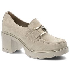 Beżowe Półbuty Lemar Damskie Stylowe Obuwie. Brązowe półbuty damskie Lemar, bez wzorów, ze skóry, eleganckie, bez obcasa, na obcasie. Za 245.00 zł.