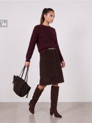Sweter z ażurowymi rękawami, z domieszką wełny - bordowy. Czerwone swetry klasyczne damskie Sinsay, l, z wełny, bez kołnierzyka. Za 49.99 zł.