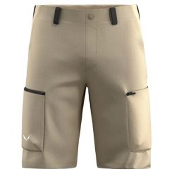 Spodenki cargo Salewa Puez Hemp. Brązowe szorty męskie Salewa, na lato, bez wzorów, z elastanu, klasyczne. Za 493.50 zł.