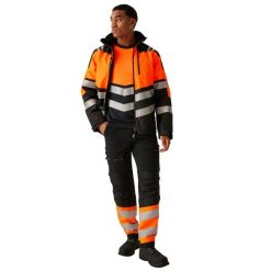 Kurtka Wodoodporna Męska Odblaskowa. Brązowe kurtki męskie Regatta, l, bez wzorów, z materiału, z kapturem. Za 370.99 zł.