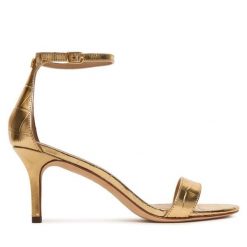 Sandały LAUREN RALPH LAUREN. Żółte sandały damskie Lauren Ralph Lauren, bez wzorów, bez obcasa, na szpilce. Za 689.99 zł.