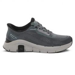 Buty do chodzenia męskie Skechers Relaxed Fit. Szare buty sportowe na co dzień męskie Skechers, z materiału, bez zapięcia, trekkingowe. Za 595.00 zł.
