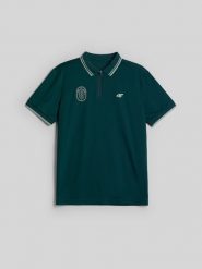 4F Koszulka polo tenisowa męska - zielona XL. Zielone koszulki polo męskie 4f, l, bez wzorów, bez ramiączek. Za 139.99 zł.